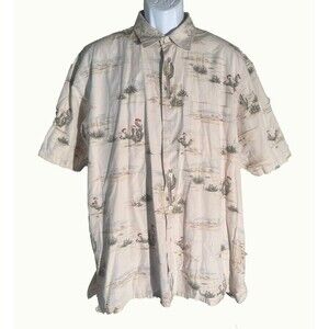 Nautica Mens XL Button Down Shirt Multicolor Cactus Desert Print Casual